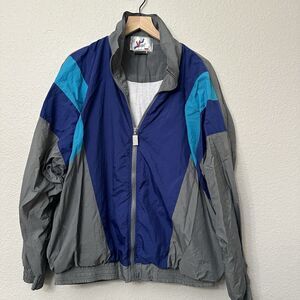Vintage 80s Vizoy Abstract Nylon Windbreaker Mens XL EUC